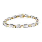 Bids.com 14K Two-Tone Gold Princess and Baguette-Cut Diamond Link Bracelet (3.00 cttw, H-I Color, SI1-SI2 Clarity) Bracelets White Smoke YellowWhite.Gold / 7