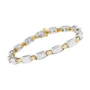 Bids.com 14K Two-Tone Gold Princess and Baguette-Cut Diamond Link Bracelet (3.00 cttw, H-I Color, SI1-SI2 Clarity) Bracelets White Smoke YellowWhite.Gold / 7