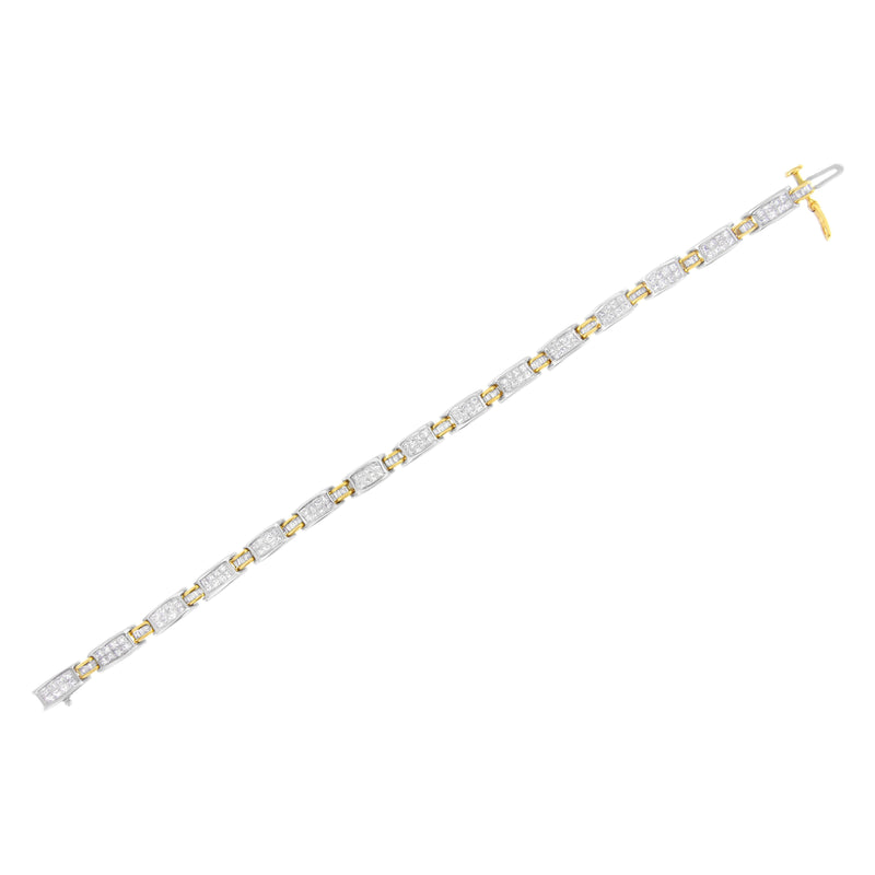 Bids.com 14K Two-Tone Gold Princess and Baguette-Cut Diamond Link Bracelet (3.00 cttw, H-I Color, SI1-SI2 Clarity) Bracelets White Smoke YellowWhite.Gold / 7