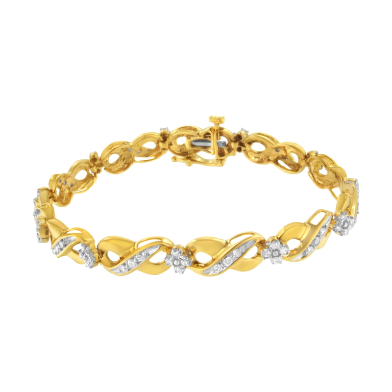 Bids.com 10K Yellow Gold Round-Cut Diamond Infinite Love Bracelet (1.00 cttw, I-J Color, I2-I3 Clarity) Bracelets White Smoke Yellow.Gold / 7