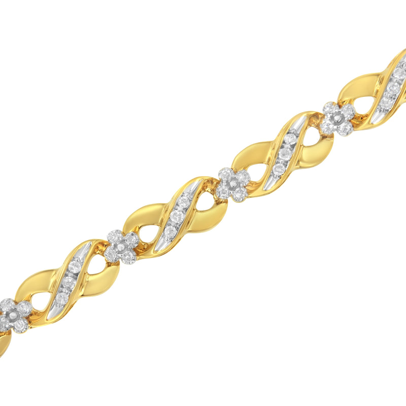 Bids.com 10K Yellow Gold Round-Cut Diamond Infinite Love Bracelet (1.00 cttw, I-J Color, I2-I3 Clarity) Bracelets White Smoke Yellow.Gold / 7