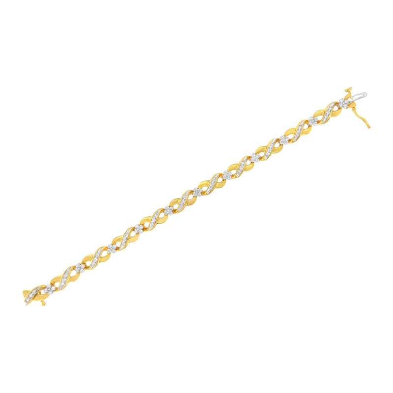 Bids.com 10K Yellow Gold Round-Cut Diamond Infinite Love Bracelet (1.00 cttw, I-J Color, I2-I3 Clarity) Bracelets White Smoke Yellow.Gold / 7