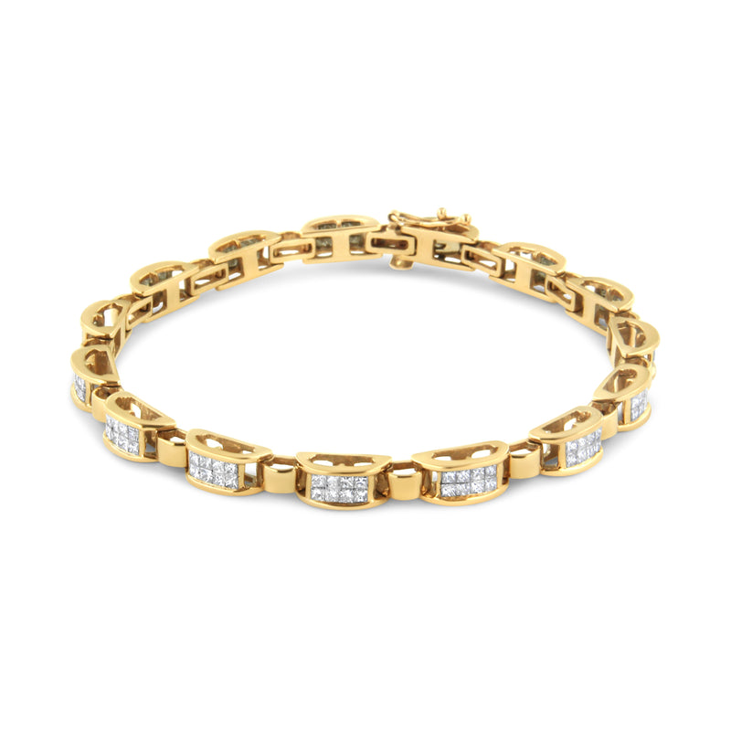 Bids.com 14K Yellow Gold 2 1/2 Cttw Princess-Cut Diamond Link Tennis Bracelet (H-I Color, SI2-I1 Clarity) - 7.25" Bracelets White Smoke Yellow.Gold / 7.25