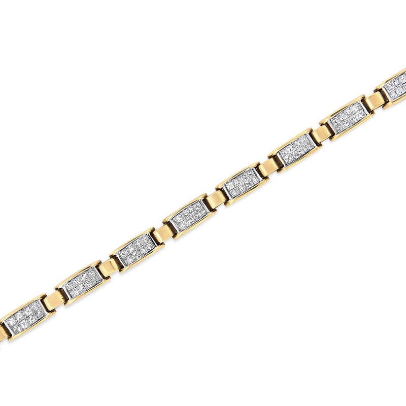 Bids.com 14K Yellow Gold 2 1/2 Cttw Princess-Cut Diamond Link Tennis Bracelet (H-I Color, SI2-I1 Clarity) - 7.25" Bracelets White Smoke Yellow.Gold / 7.25