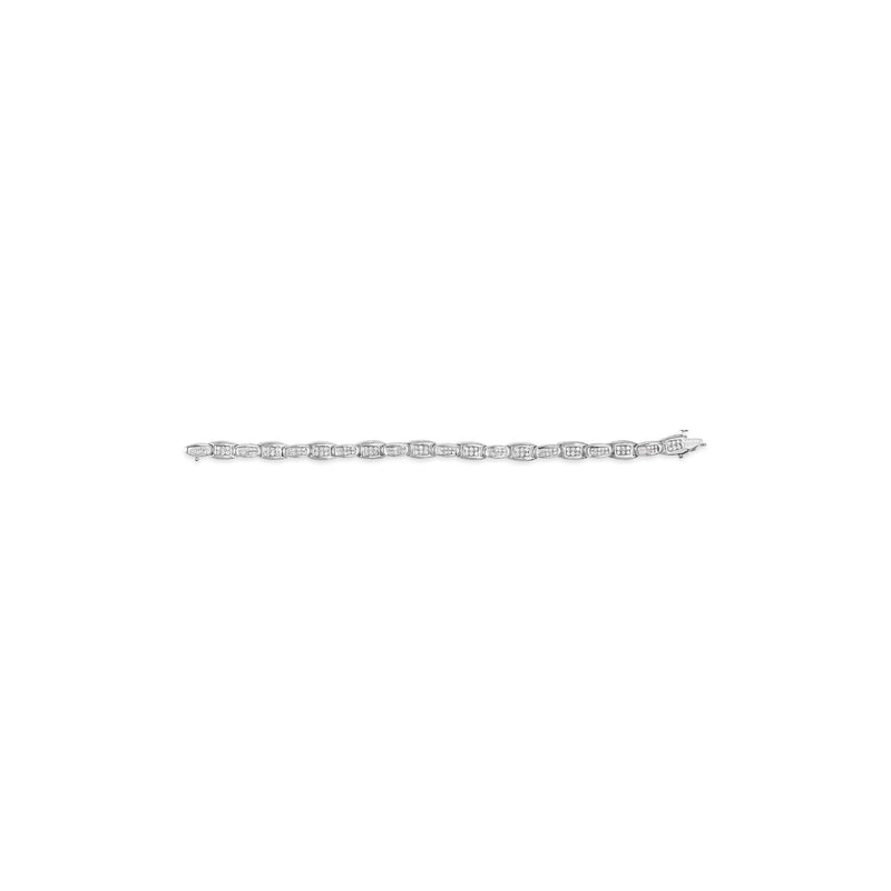 Bids.com 14K White Gold 2-1/2 Cttw Round-Brilliant & Baguette Cut Diamond 7" Alternating Flared Links Tennis Bracelet (H-I Color, SI1-SI2 Clarity) Bracelets White Smoke White.Gold / 7
