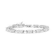 Bids.com 14K White Gold 2.0 Cttw Princess Cut Invisible Set Diamond Rectangular Link Bracelet (I-J Color, I1-I2 Clarity) - 7.25" Bracelets White Smoke White.Gold / 7.25