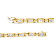 Bids.com 10K Yellow Gold 2.0 Cttw Invisible-Set Princess Cut Diamond Rectangular Link Bracelet (I-J Color, SI2-I1 Clarity) - 7" Bracelets White Smoke Yellow.Gold / 7