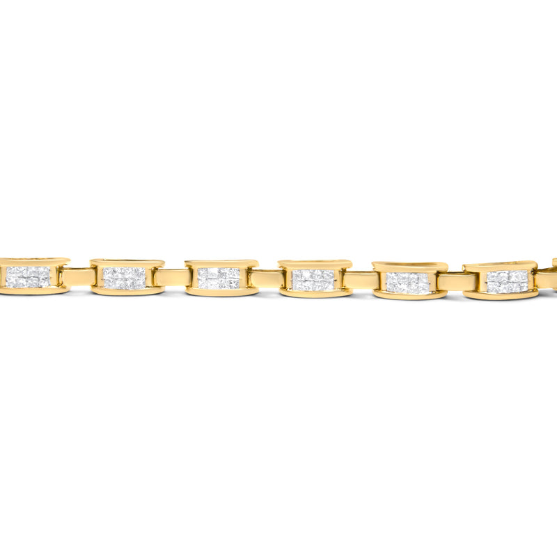 Bids.com 10K Yellow Gold 2.0 Cttw Invisible-Set Princess Cut Diamond Rectangular Link Bracelet (I-J Color, SI2-I1 Clarity) - 7" Bracelets Wheat Yellow.Gold / 7