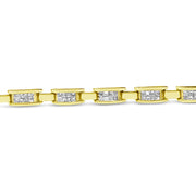 Bids.com 10K Yellow Gold 2.0 Cttw Invisible-Set Princess Cut Diamond Rectangular Link Bracelet (I-J Color, SI2-I1 Clarity) - 7" Bracelets Seashell Yellow.Gold / 7