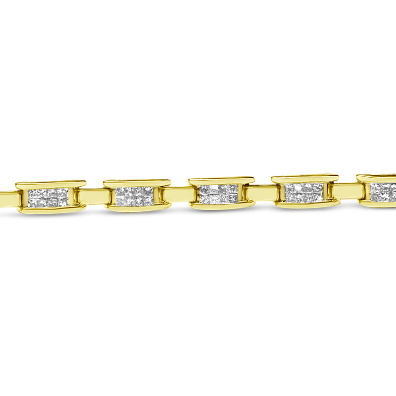 Bids.com 10K Yellow Gold 2.0 Cttw Invisible-Set Princess Cut Diamond Rectangular Link Bracelet (I-J Color, SI2-I1 Clarity) - 7" Bracelets Seashell Yellow.Gold / 7