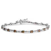 Bids.com 14k White Gold 2 1/4 Cttw Champagne Diamond Bar Link 7" Bracelet (Champagne Color, I1-I2 Clarity) Bracelets White Smoke White.Gold / 7