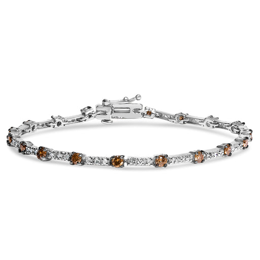 Bids.com 14k White Gold 2 1/4 Cttw Champagne Diamond Bar Link 7" Bracelet (Champagne Color, I1-I2 Clarity) Bracelets White Smoke White.Gold / 7