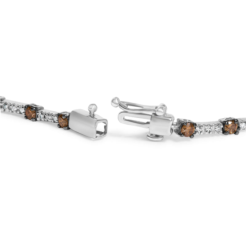 Bids.com 14k White Gold 2 1/4 Cttw Champagne Diamond Bar Link 7" Bracelet (Champagne Color, I1-I2 Clarity) Bracelets White Smoke White.Gold / 7