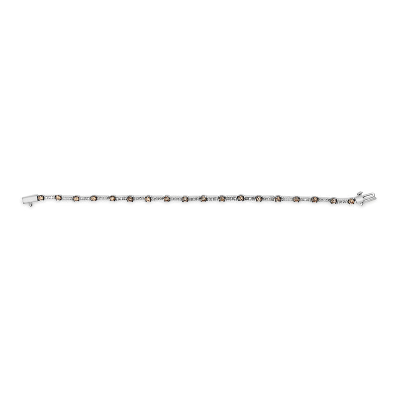 Bids.com 14k White Gold 2 1/4 Cttw Champagne Diamond Bar Link 7" Bracelet (Champagne Color, I1-I2 Clarity) Bracelets White Smoke White.Gold / 7