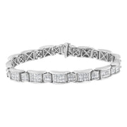 Bids.com 14K White Gold 5.0 Cttw Princess-Cut Diamond Rectangular Alternating Station 7" Tennis Bracelet (G-H Color, SI1-SI2 Clarity) Bracelets White Smoke White.Gold / 7