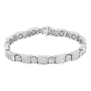 Bids.com 14K White Gold 5.0 Cttw Princess-Cut Diamond Rectangular Alternating Station 7" Tennis Bracelet (G-H Color, SI1-SI2 Clarity) Bracelets White Smoke White.Gold / 7