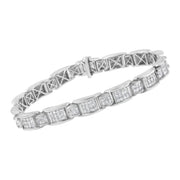 Bids.com 14K White Gold 5.0 Cttw Princess-Cut Diamond Rectangular Alternating Station 7" Tennis Bracelet (G-H Color, SI1-SI2 Clarity) Bracelets White Smoke White.Gold / 7