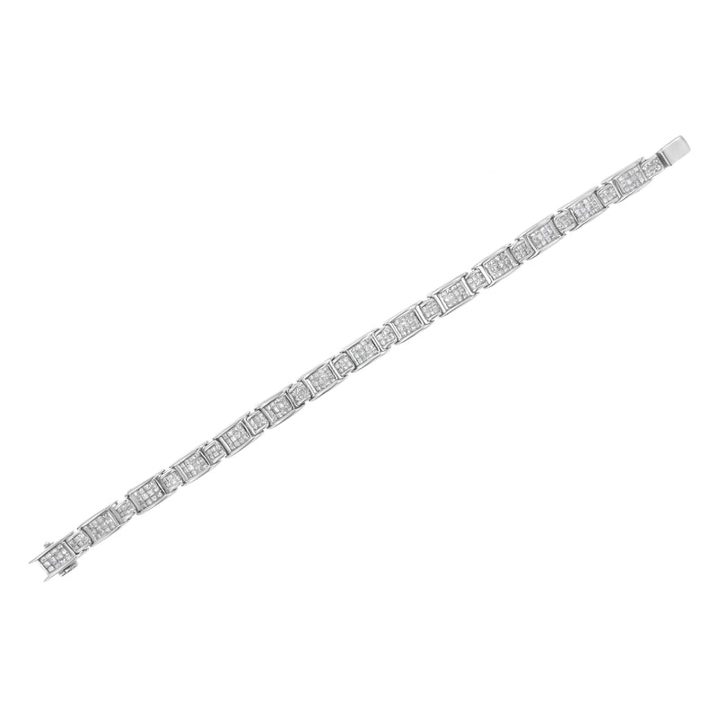 Bids.com 14K White Gold 5.0 Cttw Princess-Cut Diamond Rectangular Alternating Station 7" Tennis Bracelet (G-H Color, SI1-SI2 Clarity) Bracelets White Smoke White.Gold / 7