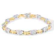 Bids.com 14K Two-Tone Gold 1.00 Cttw Princess-Cut Diamond Chain Link 7" Bracelet (H-I Color, SI1-SI2 Clarity) Bracelets White Smoke YellowWhite.Gold / 7