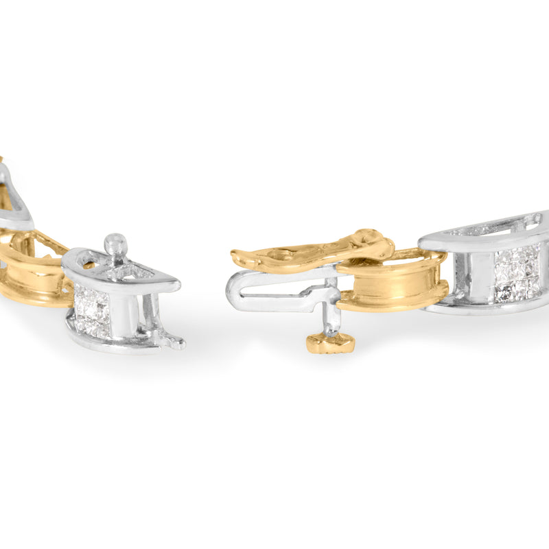 Bids.com 14K Two-Tone Gold 1.00 Cttw Princess-Cut Diamond Chain Link 7" Bracelet (H-I Color, SI1-SI2 Clarity) Bracelets White Smoke YellowWhite.Gold / 7