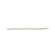 Bids.com 14K Two-Tone Gold 1.00 Cttw Princess-Cut Diamond Chain Link 7" Bracelet (H-I Color, SI1-SI2 Clarity) Bracelets White Smoke YellowWhite.Gold / 7