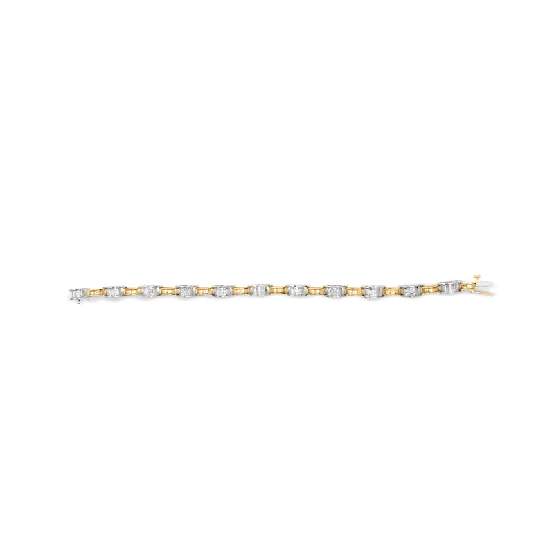 Bids.com 14K Two-Tone Gold 1.00 Cttw Princess-Cut Diamond Chain Link 7" Bracelet (H-I Color, SI1-SI2 Clarity) Bracelets White Smoke YellowWhite.Gold / 7