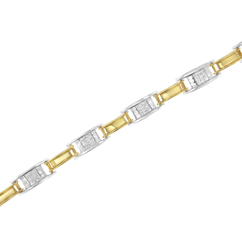 Bids.com 14K Two-Tone Gold 1.00 Cttw Princess-Cut Diamond Chain Link 7" Bracelet (H-I Color, SI1-SI2 Clarity) Bracelets White Smoke YellowWhite.Gold / 7