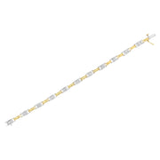 Bids.com 14K Two-Tone Gold 1.00 Cttw Princess-Cut Diamond Chain Link 7" Bracelet (H-I Color, SI1-SI2 Clarity) Bracelets White Smoke YellowWhite.Gold / 7