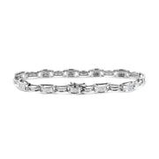 Bids.com 14K White Gold 1.0 Cttw Invisible Set Princess Diamond Alternating Link Tennis Bracelet (I-J Color, I1-I2 Clarity) - 7.25" Bracelets White Smoke White.Gold / 7.25
