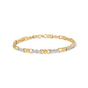 Bids.com 10k Yellow Gold 1/3 Cttw Diamond 3 Stone and X-Link Bracelet (I-J Color, I1-I2 Clarity) - 7.50" Inches Bracelets White Smoke Yellow.Gold / 7.5