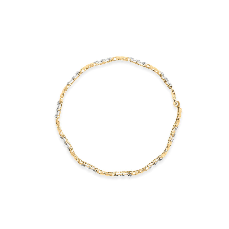 Bids.com 10k Yellow Gold 1/3 Cttw Diamond 3 Stone and X-Link Bracelet (I-J Color, I1-I2 Clarity) - 7.50" Inches Bracelets White Smoke Yellow.Gold / 7.5