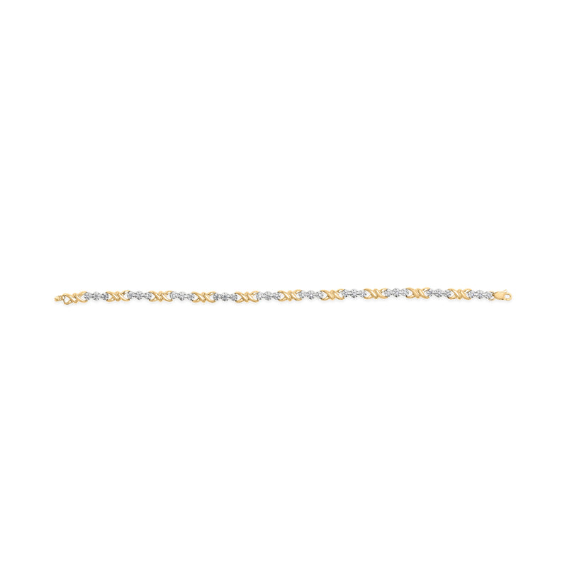 Bids.com 10k Yellow Gold 1/3 Cttw Diamond 3 Stone and X-Link Bracelet (I-J Color, I1-I2 Clarity) - 7.50" Inches Bracelets Light Gray Yellow.Gold / 7.5