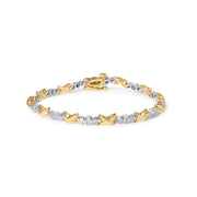 Bids.com 10K Two-Tone Gold 1/2 Cttw Diamond Alternating 3 Stone and X-Link 7" Bracelet (I-J Color, I2-I3 Clarity) Bracelets White Smoke YellowWhite.Gold / 7