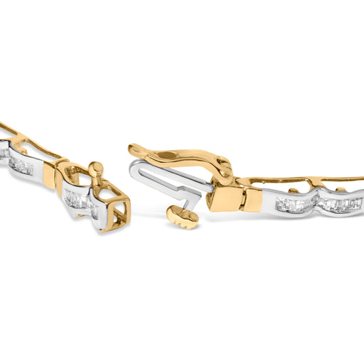 Bids.com 10k Yellow Gold 1.00 Cttw Baguette-Cut Channel Diamond Link Bracelet Bracelets White Smoke Yellow.Gold / 7
