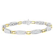 Bids.com 14K Yellow and White Gold 2.0 Cttw Princess Cut Diamond Tapered and Equal Sign Link Bracelet (G-H Color, SI1-SI2 Clarity) - 7" Bracelets White Smoke YellowWhite.Gold / 7