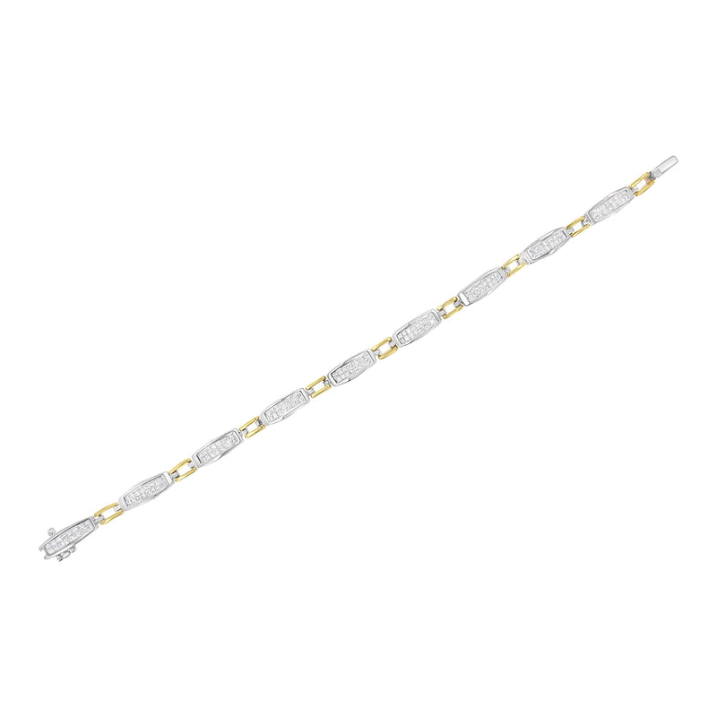 Bids.com 14K Yellow and White Gold 2.0 Cttw Princess Cut Diamond Tapered and Equal Sign Link Bracelet (G-H Color, SI1-SI2 Clarity) - 7" Bracelets White Smoke YellowWhite.Gold / 7