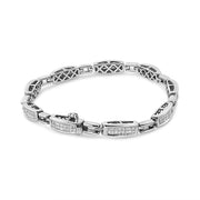 Bids.com 14K White Gold 2.00 Cttw Invisble-Set Princess Diamond Link Bracelet (I1-I2 Clarity, I-J Color) - 7.25" Bracelets White Smoke White.Gold / 7.25