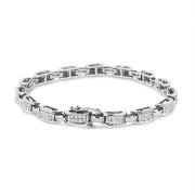 Bids.com 14K White Gold 2.00 Cttw Invisble-Set Princess Diamond Link Bracelet (I1-I2 Clarity, I-J Color) - 7.25" Bracelets White Smoke White.Gold / 7.25