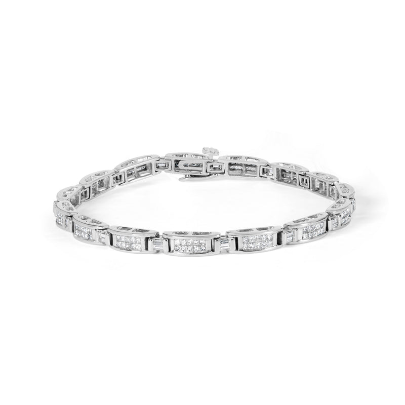Bids.com 14K White Gold 2.0 Cttw Baguette and Princess-Cut Diamond Tennis Bracelet (H-I Color, SI1-SI2 Clarity) - 7" Bracelets White Smoke White.Gold / 7