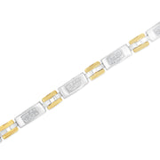 Bids.com 10K Two-Tone Gold Princess Cut Diamond Geo Link Bracelet (1.00 cttw, H-I Color, SI1-SI2 Clarity) Bracelets White Smoke YellowWhite.Gold / 7