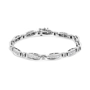 Bids.com 14K White Gold 2.0 Cttw Princess and Round Diamond Bar and Link Bracelet (I-J Color, I1-I2 Clarity) - 7.25" Inches Bracelets White Smoke White.Gold / 7.25
