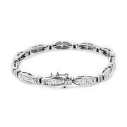 Bids.com 14K White Gold 2.0 Cttw Princess and Round Diamond Bar and Link Bracelet (I-J Color, I1-I2 Clarity) - 7.25" Inches Bracelets White Smoke White.Gold / 7.25