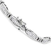 Bids.com 14K White Gold 2.0 Cttw Princess and Round Diamond Bar and Link Bracelet (I-J Color, I1-I2 Clarity) - 7.25" Inches Bracelets White Smoke White.Gold / 7.25