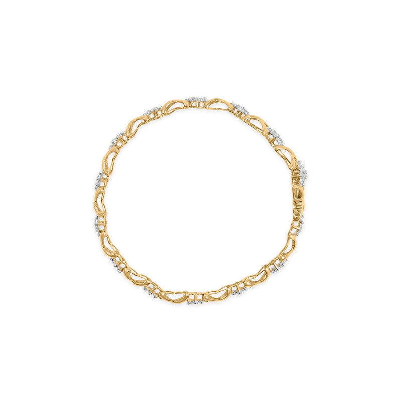 Bids.com 10k Yellow Gold 2.00 Cttw Diamond Cluster and Alternating "X" Link Bracelet (I-J Color, I3 Clarity) - 7" Bracelets White Smoke Yellow.Gold / 7