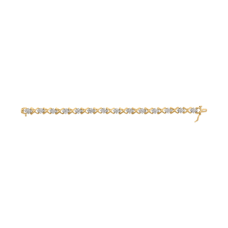 Bids.com 10k Yellow Gold Plated .925 Sterling Silver 2.00 Cttw Round-Cut Diamond Link 7" Bracelet (H-I Color, I2-I3 Clarity) Bracelets White Smoke Yellow.Sterling Silver / 7