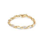 Bids.com 10K Yellow and White Gold 1/2 Cttw Channel Set Diamond Infinity Link 7" Tennis Bracelet (H-I Color, I1-I2 Clarity) Bracelets White Smoke YellowWhite.Gold / 7