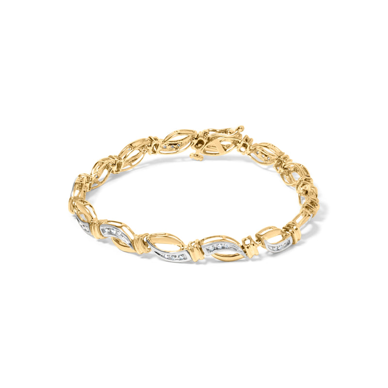 Bids.com 10K Yellow and White Gold 1/2 Cttw Channel Set Diamond Infinity Link 7" Tennis Bracelet (H-I Color, I1-I2 Clarity) Bracelets White Smoke YellowWhite.Gold / 7