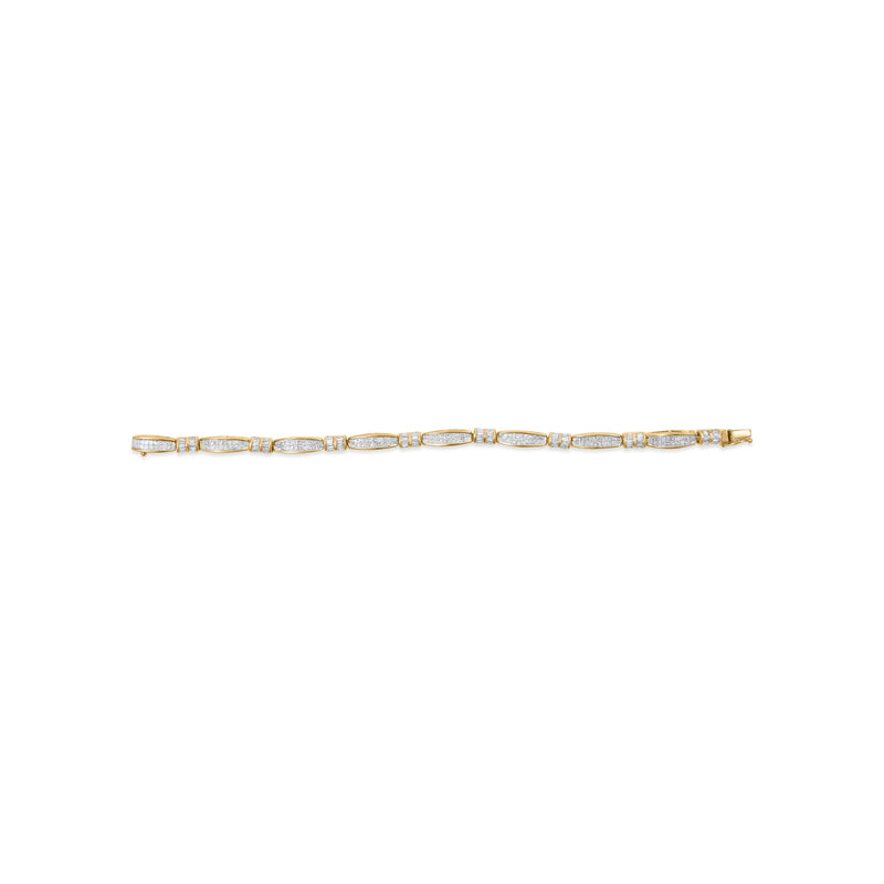 Bids.com 14K Yellow Gold Princess and Baguette Cut Diamond Beaded Bracelet (3.00 cttw, H-I Color, SI1-SI2 Clarity) Bracelets Light Gray Yellow.Gold / 7