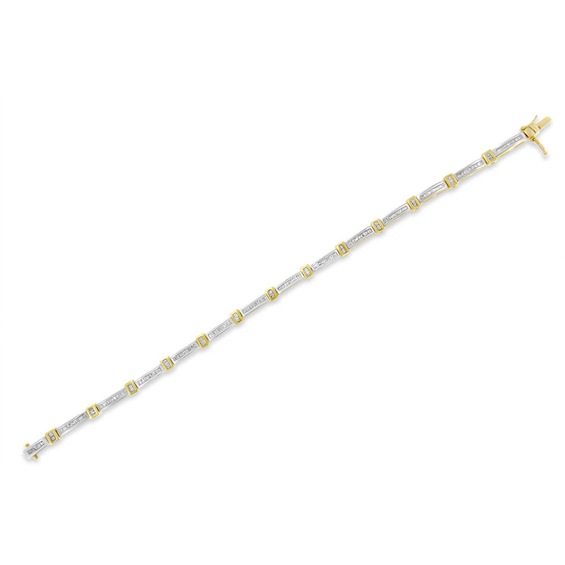 Bids.com 14K Yellow Gold 1.00 Cttw Baguette Diamond Channel Link Bracelet Bracelets White Smoke Yellow.Gold / 7