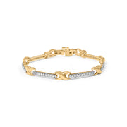 Bids.com 10K Yellow Gold 1.00 Cttw Pave Set Diamond Bar and  X-Link 7" Bracelet (I-J Color, I3 Quality) Bracelets White Smoke Yellow.Gold / 7